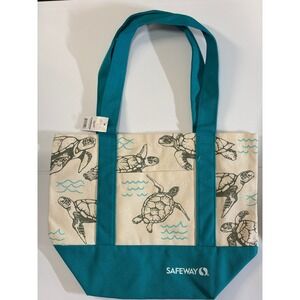 NWT Safeway Mini Canvas Tote Bag Sea Turtle Teal Limited Edition Small